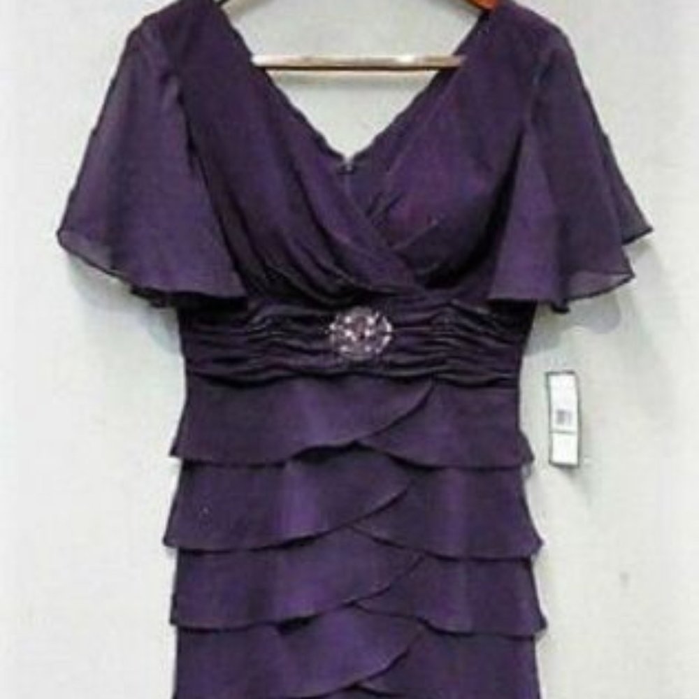 Jessica Howard Women's Dress Size 8 Purple with Ruffles. NWT